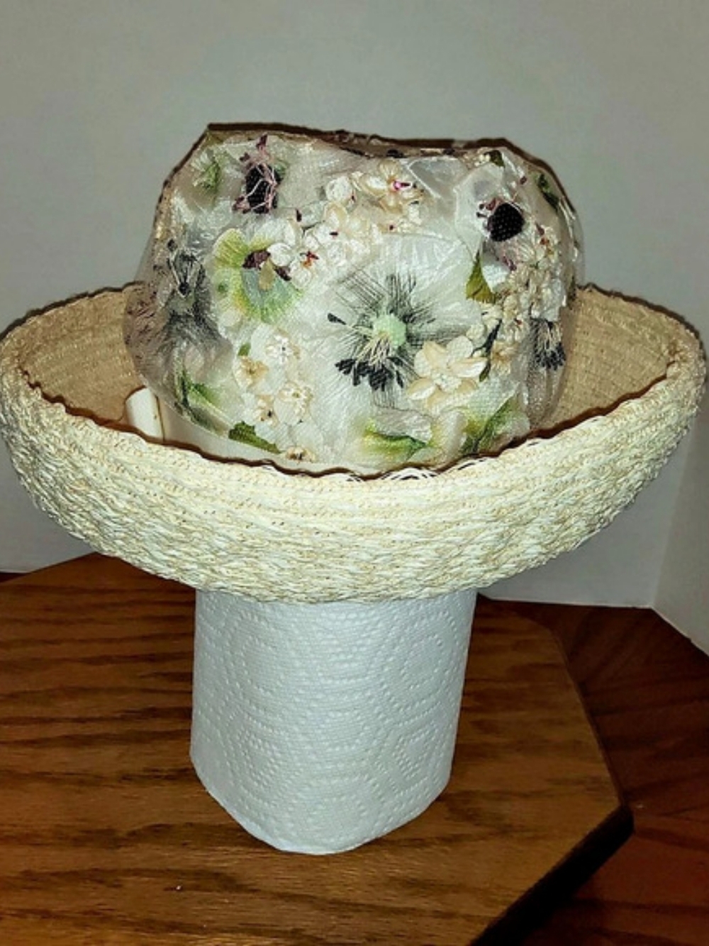 An Exclusive Lisa Floral Embroidered Cloche Hat in Cream